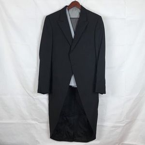 Isaia Napoli, Black and Grey, 3 Piece, Victorian Tail Coat Suit